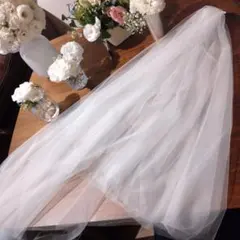 イタリア　ホワイトウェディングベール コーム付き チュール