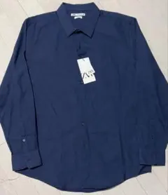 ZARA SLIM FIT ネイビー長袖シャツ　XL