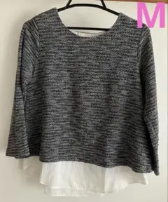 Te chichi レイヤードニットトップス レディース　グレー　長袖　M