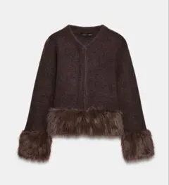 コントラストニットフェイクファージャケット