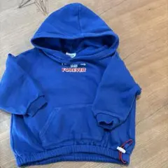 パーカー　青　ブリーズ　90 刺繍　ユーズド加工　裏起毛