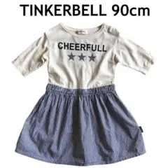 TINKERBELL 七分袖ワンピース 90cm 子供服 ストライプ 女の子のサムネイル