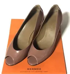 HERMESエルメス☆エンジエナメル　オープントゥパンプス22.5㎝35 1/2