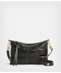 All saints ブラックレザーキルティングショルダーバッグのサムネイル