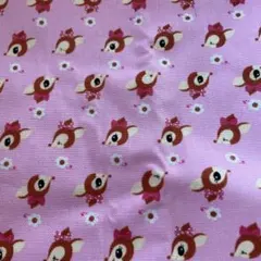 レトロアニマル生地レトロバンビ生地ピンク