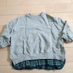 重ね着風グレー トレーナー 100