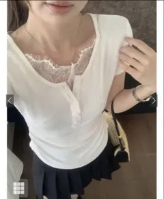 【GRL】レースレイヤード風ヘンリーネックトップス[sd271]のサムネイル