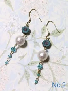 ハンドメイド　ピアス　パール　お花