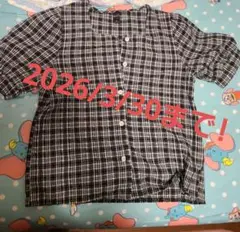 ☆送料込・採寸済☆チェック柄ブラックブラウス