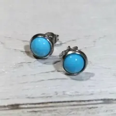【匿名配送✨新品】ピアス　ターコイズ　インディアンジュエリー　丸型　シンプルのサムネイル