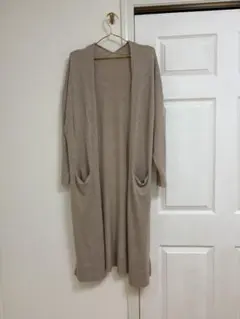 スローブイエナ ロングカーディガン ショールカラー ブラウン アンゴラ 混