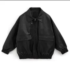 襟2Wayオーバーサイズレザーブルゾン[ze863]