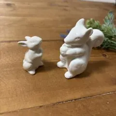 うさぎとリスの陶器の置物セット インテリア イースター