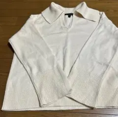 新品　バナナリパブリック アイボリー 襟付きニット セーター　M