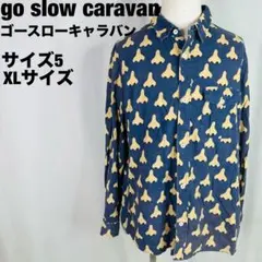 ゴースローキャラバン　ネイビー　シャツ XL 鼻　花　長袖　a49のサムネイル