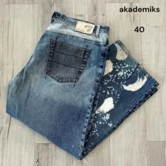 Akademiks アカデミクス バギー デニムパンツ リペア加工 ブリーチ40のサムネイル