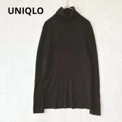 UNIQLO ユニクロ／ニット XL 長袖 タートルネック ウール100% 茶