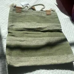 オリーブグリーン ストライプ トートバッグ