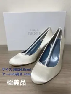 極美品 BENIR ウェディングシューズ 38 24.5cm サテンのサムネイル