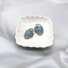 【イヤリング】FAIRE ブルー　レトロ　大人可愛い　アンティーク　刻印