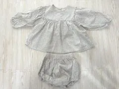 【2点セット】ブラウス　パンツ　チュニック　ギンガムチェック　セットアップ