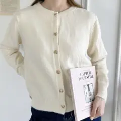 loueme ハートボタンニットカーディガン アイボリー