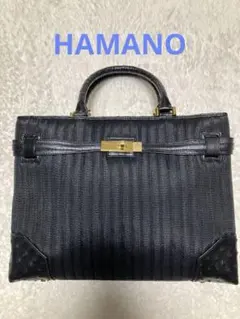 超美品HAMANO 濱野皮革工藝 オーストリッチ ハンドバッグ オースト 