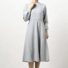 ミッシュマッシュ　リブニットワンピース　ブルーグレー