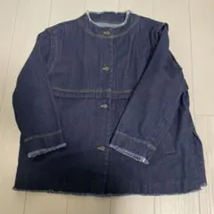 美品　デニムジャケット　レイヤード　ノーカラー　M オーバーサイズ