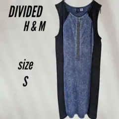 ディバイデッド H&M ノースリーブミニワンピース S デニム バイカラー