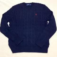 美品 ポロラルフローレン ケーブルニット ネイビー 紺 近年モデル セーター 冬
