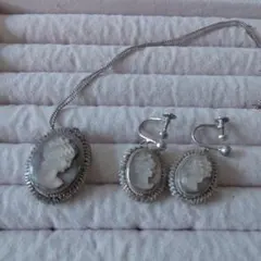 まとめ売り シルバー カメオ風 ネックレス イヤリング セット