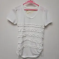 ば*う様 &LOVE　アンドラブ　新品　Tシャツ　半袖　フリル　リボン　白色　ホのサムネイル