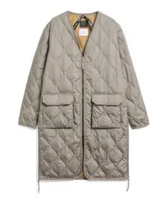 サイズXL TAION ミリタリー Vネックジップ ダウンコート ライトモカ