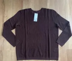 新品 ユニクロ レースクルーネックセーター ダークブラウン XLサイズ