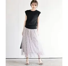 rps 花柄プリントチュールギャザースカート