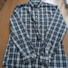 H&M 長袖 チェックシャツ スリムフィット ネイビー Lのサムネイル