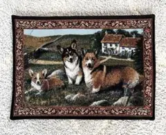 ゴブラン織り　タペストリー　壁掛け　ベルギー　ブリュージュの街並み　希少 美品 中世のタペストリー壁掛け - 領主の情景 - ミルフルールモチーフ