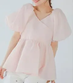 oneu】tulle chiffon blouse(ベビーピンク) | Mercari