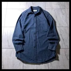 90s 00s J.CREW コットン シャツ 長袖 ギンガムチェック 青黒