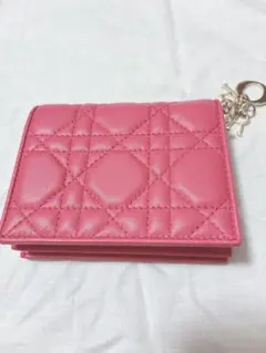 7013.Dior レディディオール ロータスウォレット 三つ折り財布 ピンク