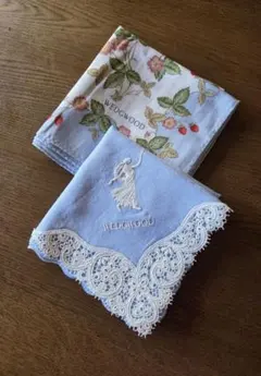 WEDGWOOD ハンカチ セット 青 花柄