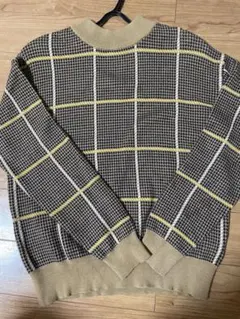 BEAMS HEART チェック柄長袖ニット
