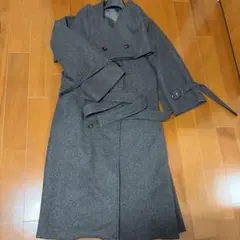 グレー ダブルブレスト ロングコート