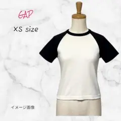GAP Tシャツ ラグラン XS ホワイト×ブラック 送料無料 古着