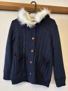 女の子　ニット　コート　140cm 紺