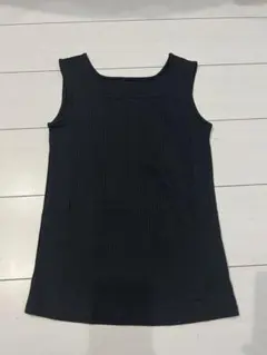 黒 リブ編み タンクトップ