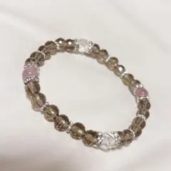 天然石 スモーキークォーツ マダガスカルローズクォーツ 水晶 ブレスレット