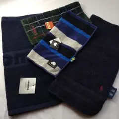 renoma 他ネイビー ロゴ入り ハンカチ4点セット