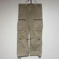 ベージュ カーゴパンツ ジッパーポケット付き